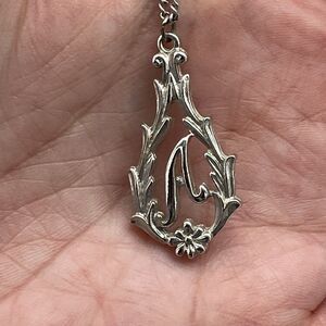 Sarah Coventry Silver-Tone Letter A Monogram Pendant Necklace